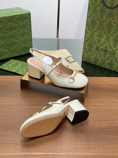 GUCCI HORSEBIT PUMP WHITE GLOSSY LAMBSKIN