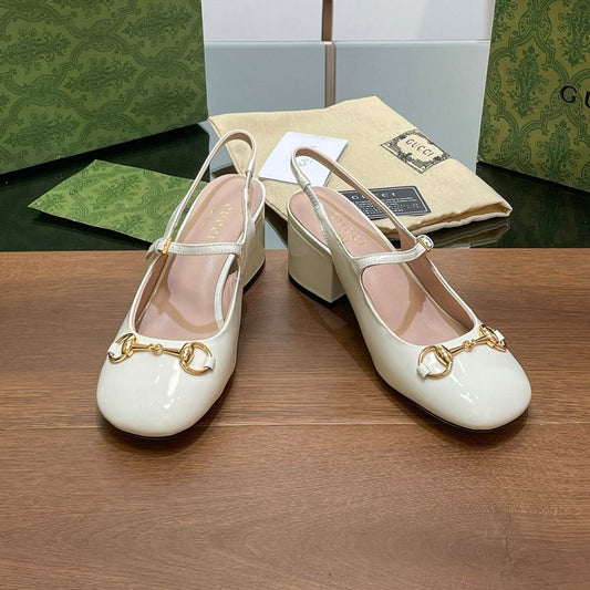 GUCCI HORSEBIT PUMP WHITE GLOSSY LAMBSKIN