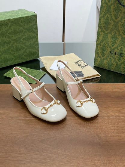 GUCCI HORSEBIT PUMP WHITE GLOSSY LAMBSKIN