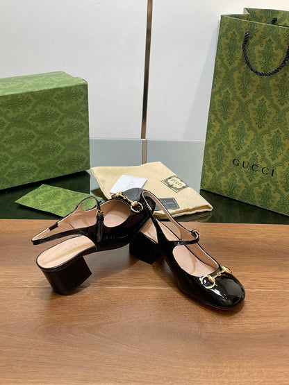 GUCCI HORSEBIT PUMP BLACK GLOSSY LAMBSKIN