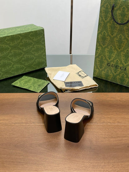 GUCCI SIGNORIA SLIDE SANDAL BLACK DENIM