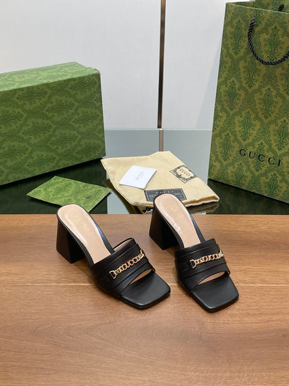 GUCCI SIGNORIA SLIDE SANDAL BLACK DENIM