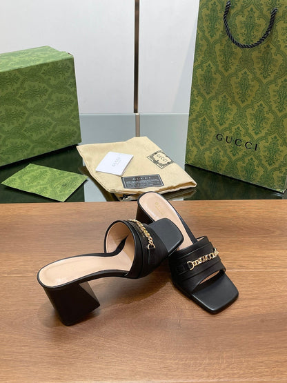 GUCCI SIGNORIA SLIDE SANDAL BLACK DENIM