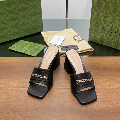 GUCCI SIGNORIA SLIDE SANDAL BLACK DENIM