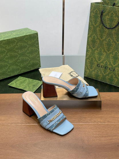 GUCCI SIGNORIA SLIDE SANDAL SKY DENIM
