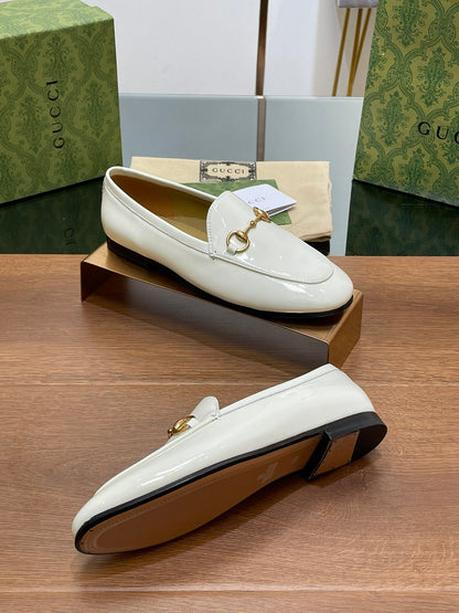 GUCCI JORDAAN LOAFER GLOSSY WHITE LAMBSKIN