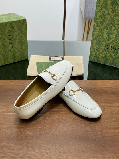 GUCCI JORDAAN LOAFER GLOSSY WHITE LAMBSKIN