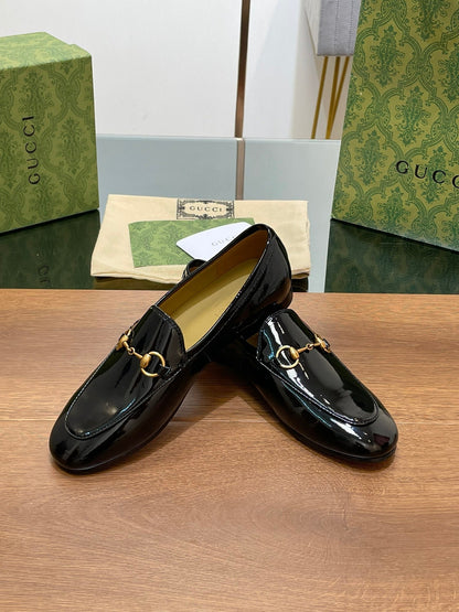 GUCCI JORDAAN LOAFER GLOSSY BLACK LAMBSKIN