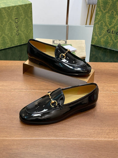 GUCCI JORDAAN LOAFER GLOSSY BLACK LAMBSKIN