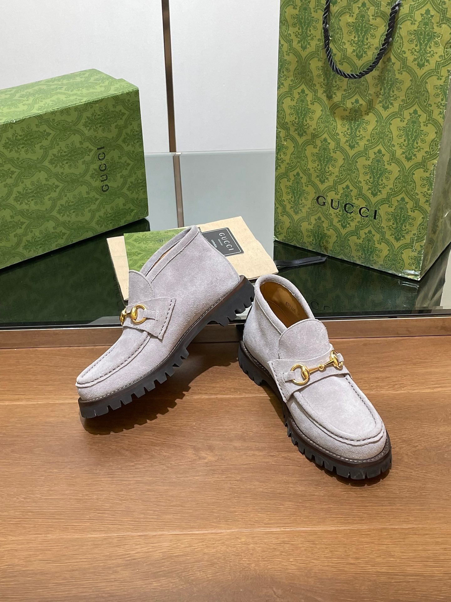 GUCCI WOMEN'S HORSEBIT ANKLE BOOT IN KHAKI BROWN SUEDE