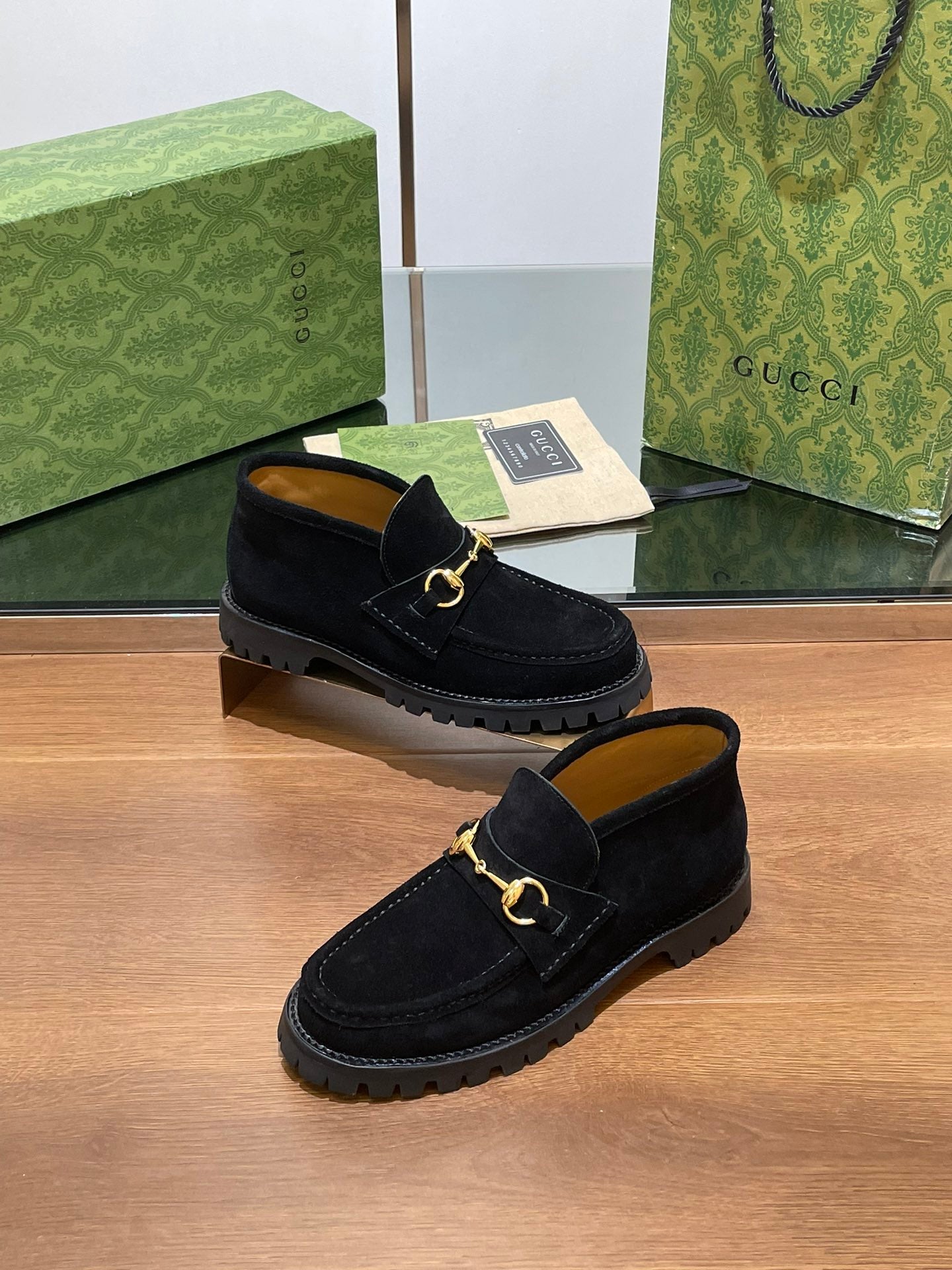GUCCI WOMEN'S HORSEBIT ANKLE BOOT IN BLACK SUEDE