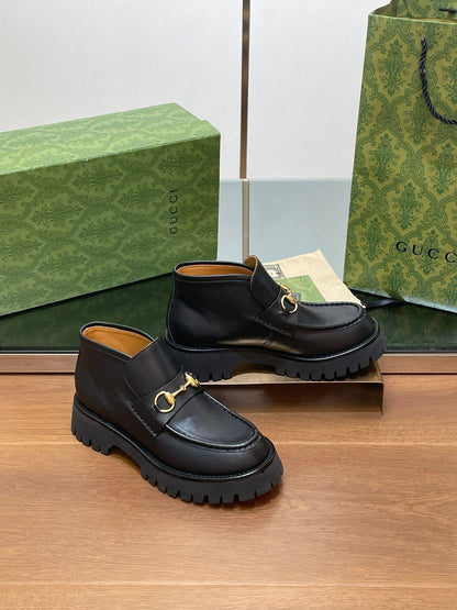 GUCCI HORSEBIT ANKLE BOOTS 4.5CM IN BLACK CALFSKIN