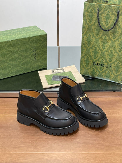 GUCCI HORSEBIT ANKLE BOOTS 4.5CM IN BLACK CALFSKIN