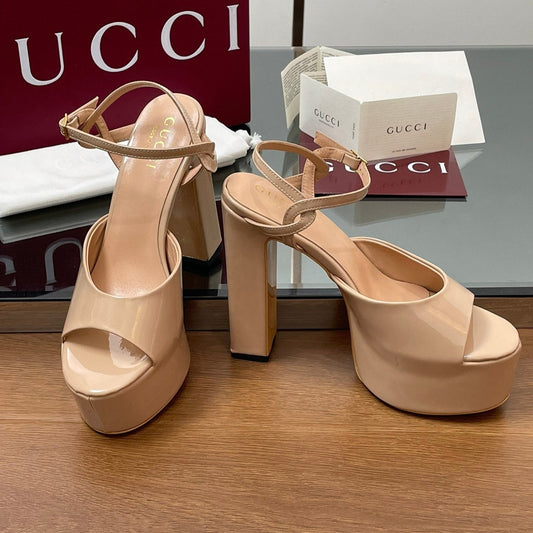 GUCCI HIGH HEEL SANDALS 13 CM IN BEIGE LAMBSKIN