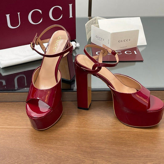 GUCCI HIGH HEEL SANDALS 13 CM IN RED LAMBSKIN