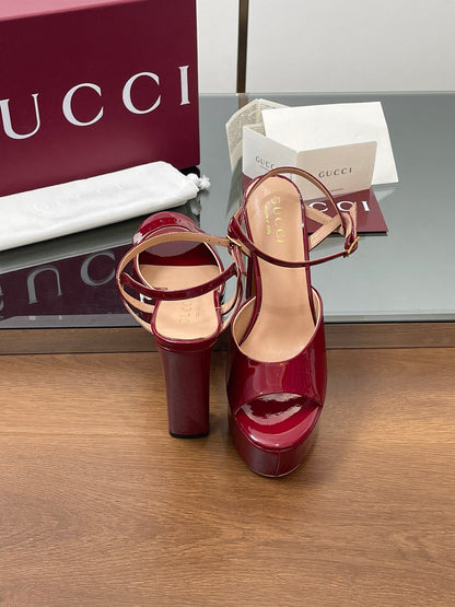 GUCCI HIGH HEEL SANDALS 13 CM IN RED LAMBSKIN