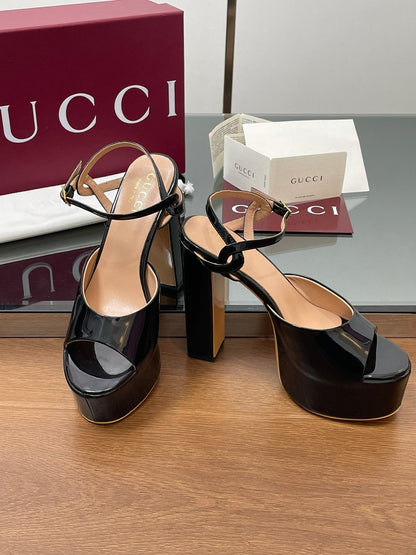 GUCCI HIGH HEEL SANDALS 13 CM IN BLACK LAMBSKIN