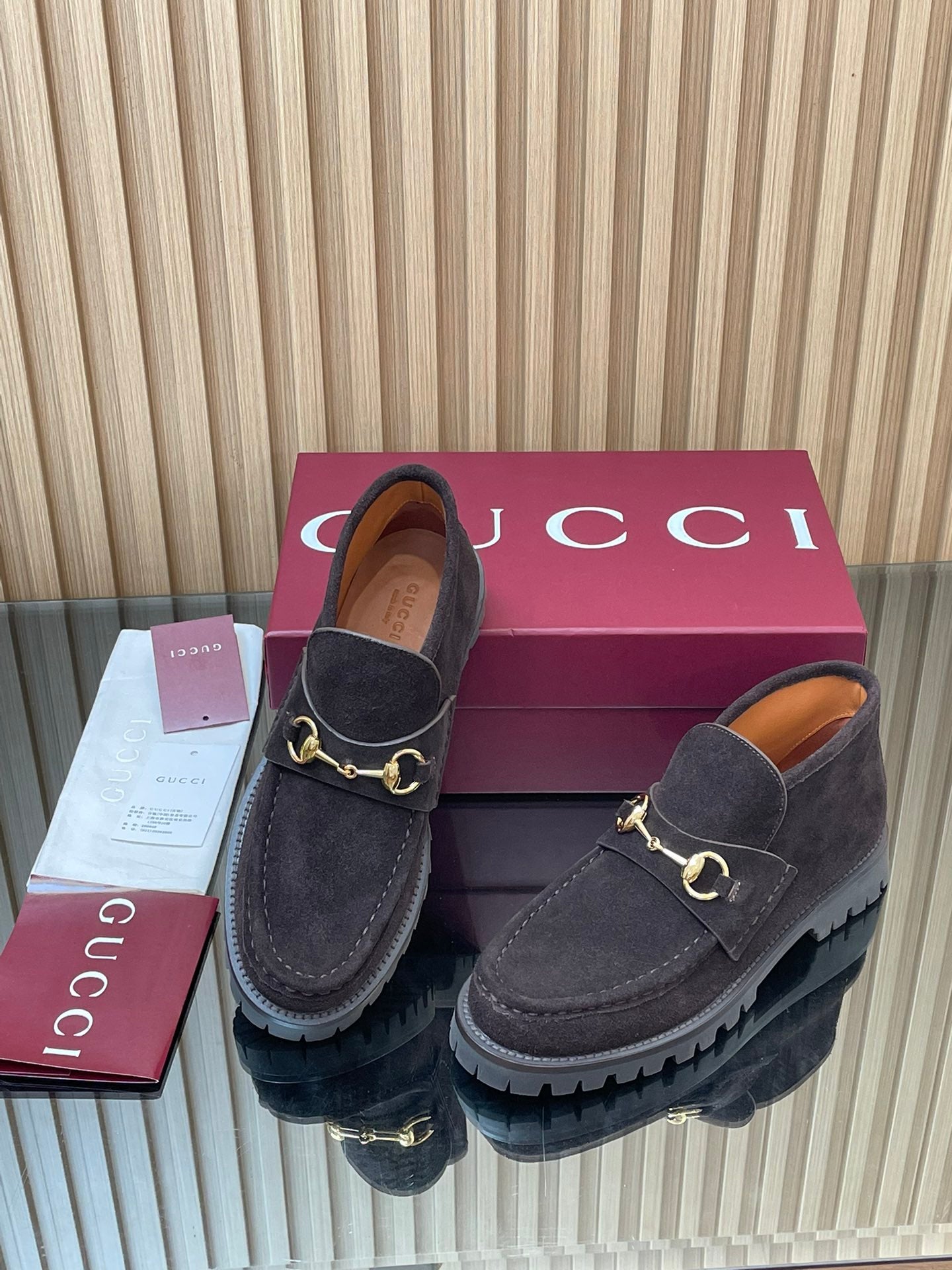 GUCCI HORSEBIT LOAFERS IN DARK PURPLE SUEDE