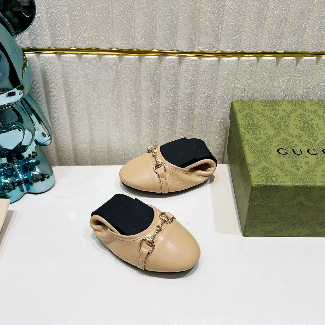 GUCCI BALLET SUPER SLIM BUCKLE CREAM LAMBSKIN