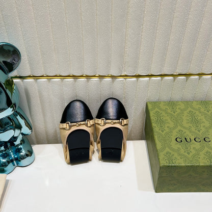 GUCCI BALLET SUPER SLIM BUCKLE BLACK AND CREAM LAMBSKIN