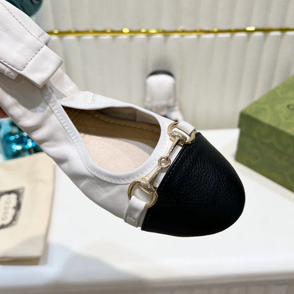 GUCCI BALLET SUPER SLIM BUCKLE BLACK AND WHITE LAMBSKIN