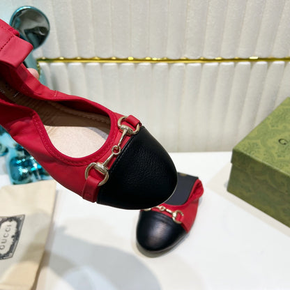 GUCCI BALLET SUPER SLIM BUCKLE BLACK AND CRIMSON LAMBSKIN