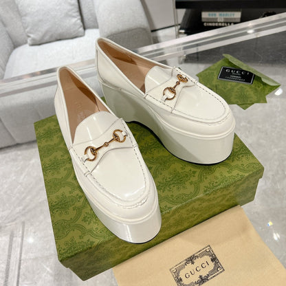 GUCCI HORSEBIT PLATFORM LOAFER WHITE CALFSKIN