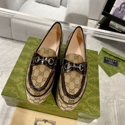 GUCCI HORSEBIT PLATFORM LOAFER LIGHT BROWN CALFSKIN