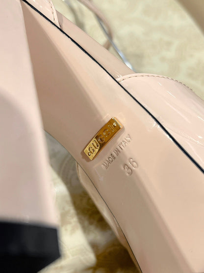 GUCCI CRYSTALS PLATFORM PUMPS CREAM CALFSKIN