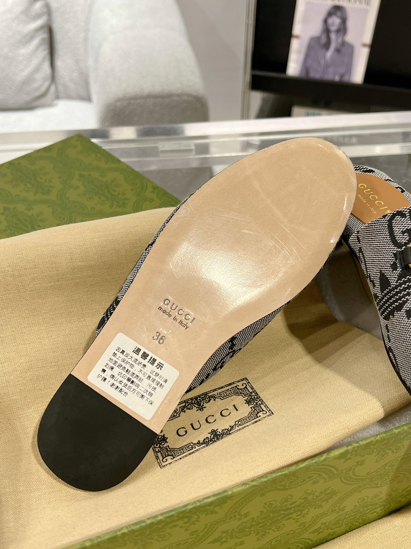 GUCCI & ADIDAS MULE HORSEBIT BUCKLE LIGHT GRAY CANVAS