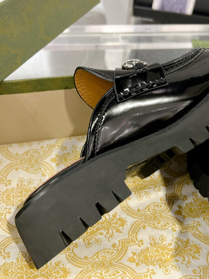 GUCCI MULE WITH HORSEBIT GLOSSY BLACK CALFSKIN