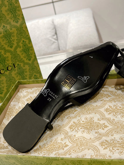 GUCCI SLINGBACK FLATS BLACK VELVET