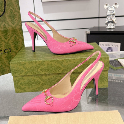 GUCCI HORSEBIT SLINGBACK 105 IN PINK CANVAS