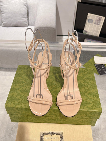 GUCCI 105 STRAPPY SANDAL BEIGE CALFSKIN