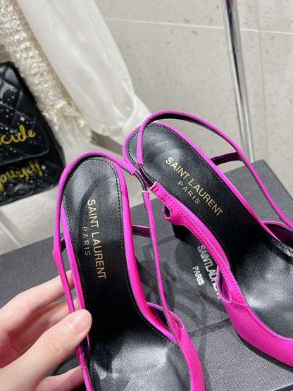 LOUIS VUITTON HIGH HEEL 10 CM SLINGBACK IN BRIGHT PINK CALFSKIN WITH GOLD HARDWARE