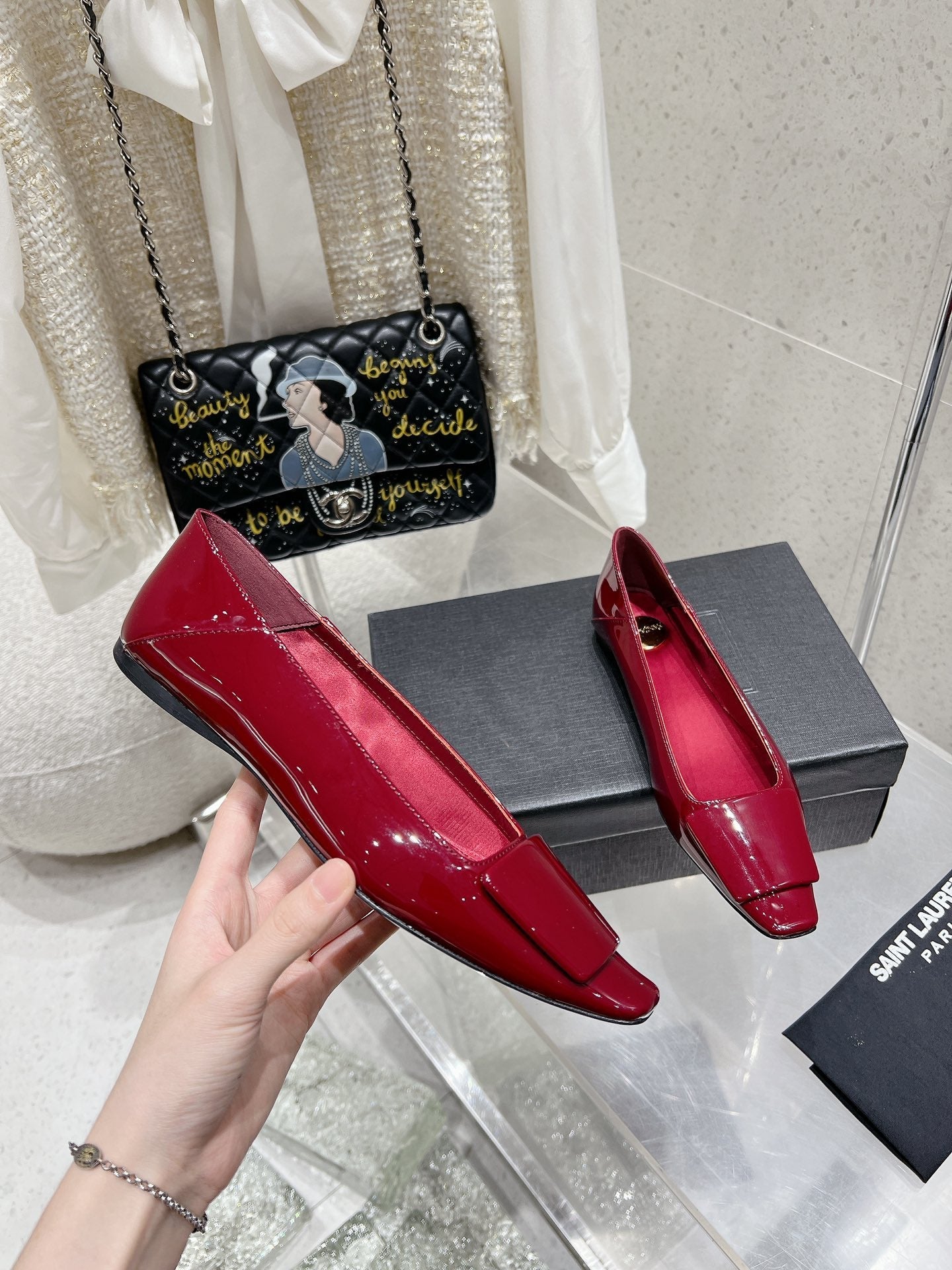 LOUIS VUITTON BALLERINA FLATS IN RUBY RED PATENT CALFSKIN
