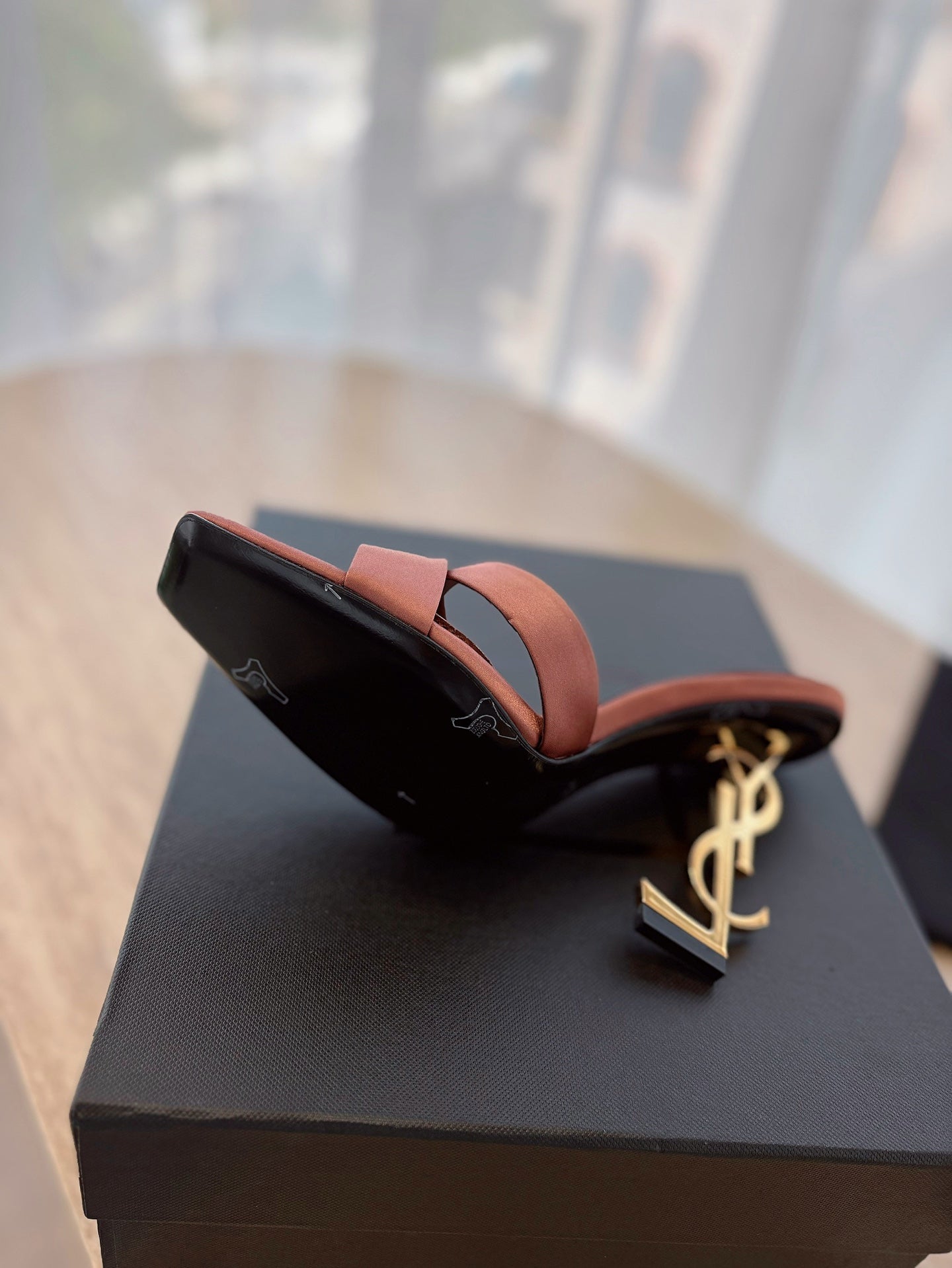 LOUIS VUITTON OPYUM OPEN TOE HIGH 10 CM MULES IN MARS RED CALFSKIN