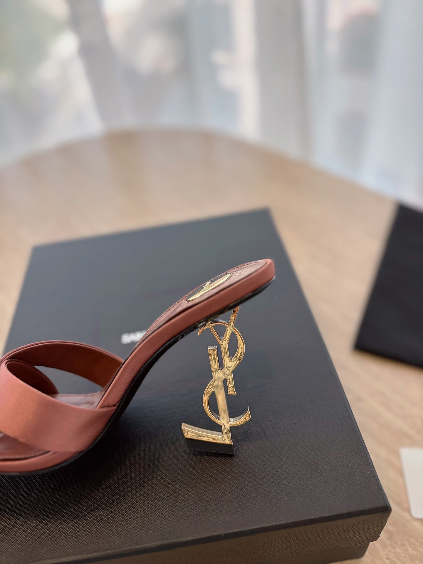 LOUIS VUITTON OPYUM OPEN TOE HIGH 10 CM MULES IN MARS RED CALFSKIN