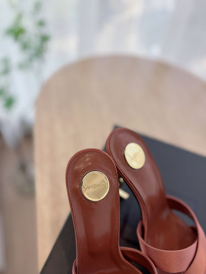 LOUIS VUITTON OPYUM OPEN TOE HIGH 10 CM MULES IN MARS RED CALFSKIN