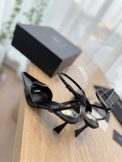 LOUIS VUITTON HIGH SLINGBACK 75 MM IN BLACK PATENT CALFSKIN