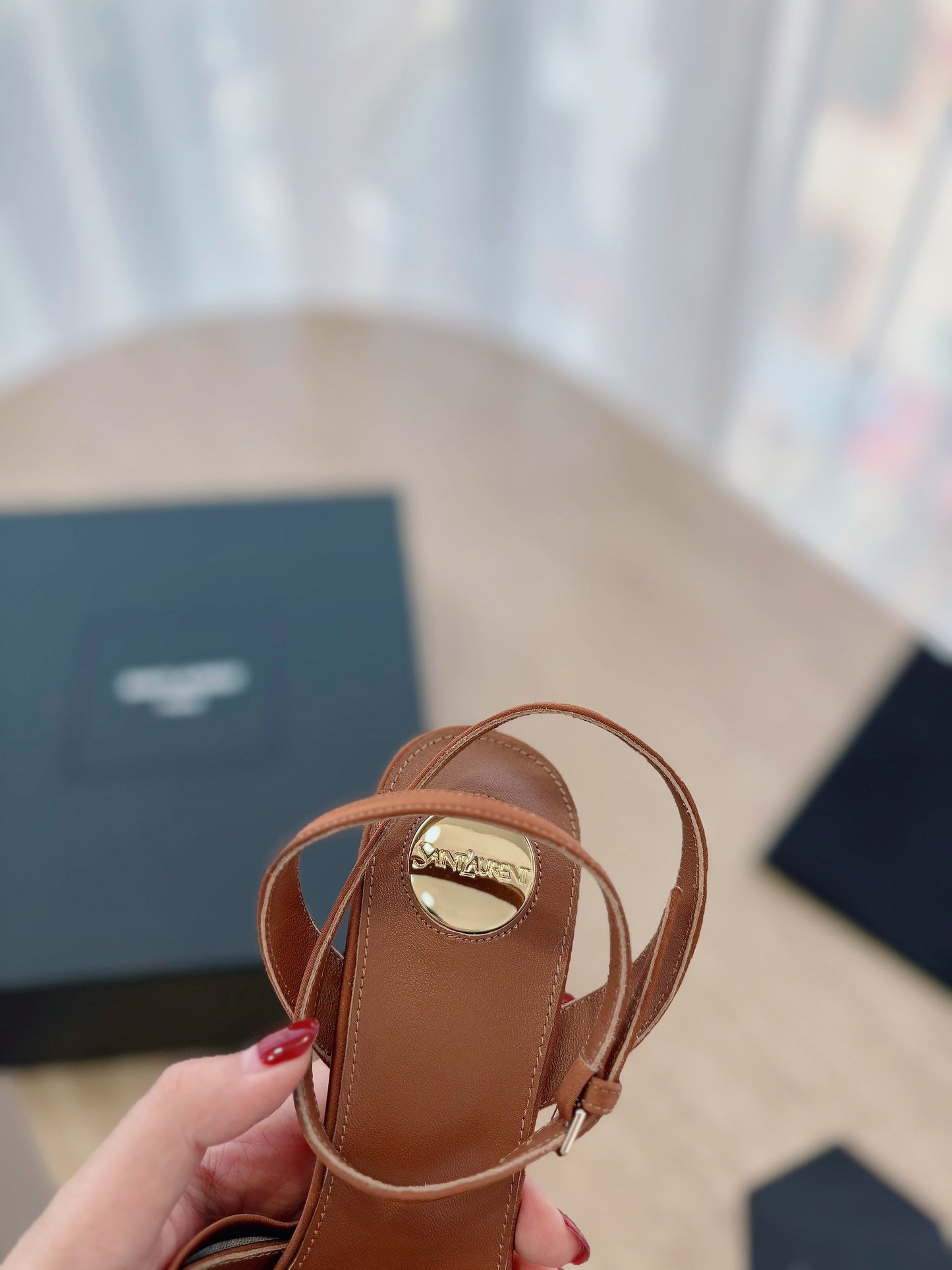 LOUIS VUITTON LA SCANDALE HIGH 10 CM WEDGE SANDALS IN BRONZE BROWN PATENT LEATHER