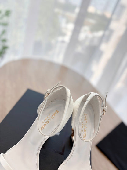 LOUIS VUITTON CLASSIC HIGH HEELS 10 CM IN WHITE PATENT CALFSKIN