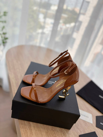 LOUIS VUITTON CLASSIC HIGH HEELS 10 CM IN BRONZE BROWN PATENT CALFSKIN