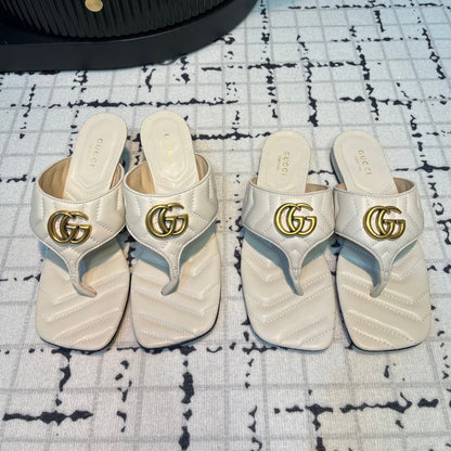 GUCCI THONG SANDALS 55 WHITE CALKSKIN