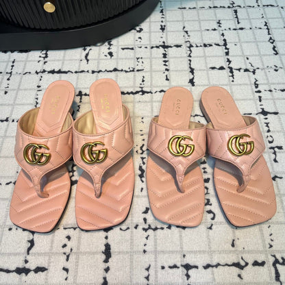 GUCCI THONG SANDALS 55 LIGHT PINK CALKSKIN