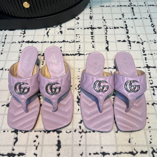 GUCCI THONG SANDALS 55 LAVENDER CALKSKIN