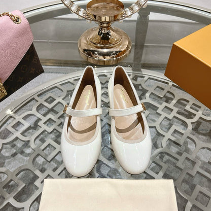 LOUIS VUITTON MARY JANE SHOES IN WHITE PATENT CALFSKIN