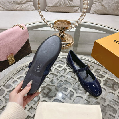 LOUIS VUITTON MARY JANE SHOES IN AEGEAN BLUE PATENT CALFSKIN