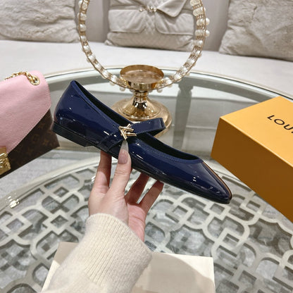 LOUIS VUITTON MARY JANE SHOES IN AEGEAN BLUE PATENT CALFSKIN