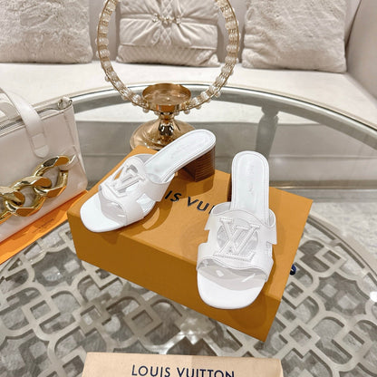 LOUIS VUITTON ISOLA HIGH 55 MM MULE IN WHITE CALFSKIN